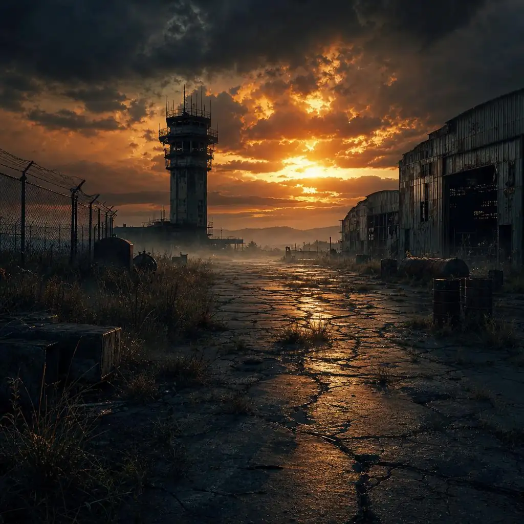 Rust wasteland at sunset